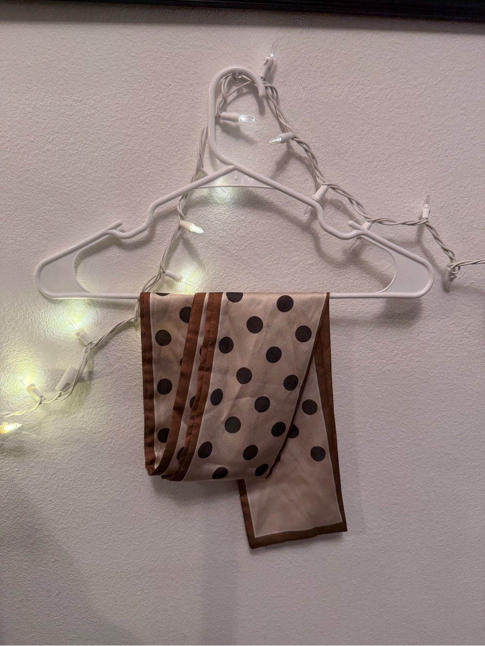 Brown Polka Dot Satin Scarf Sheer Vintage Inspired